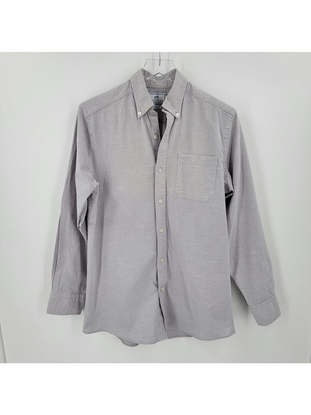 Southern Tide Shirt Men's Small Classic Fit Button Down Long Sleeve Gray Flaw
